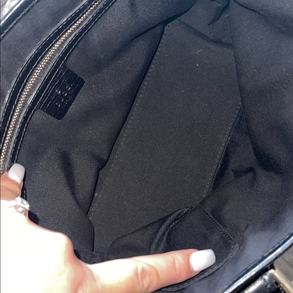 Authentique Gucci purse.  Canvas. Black with taupe stripe. - Picture 4 of 14